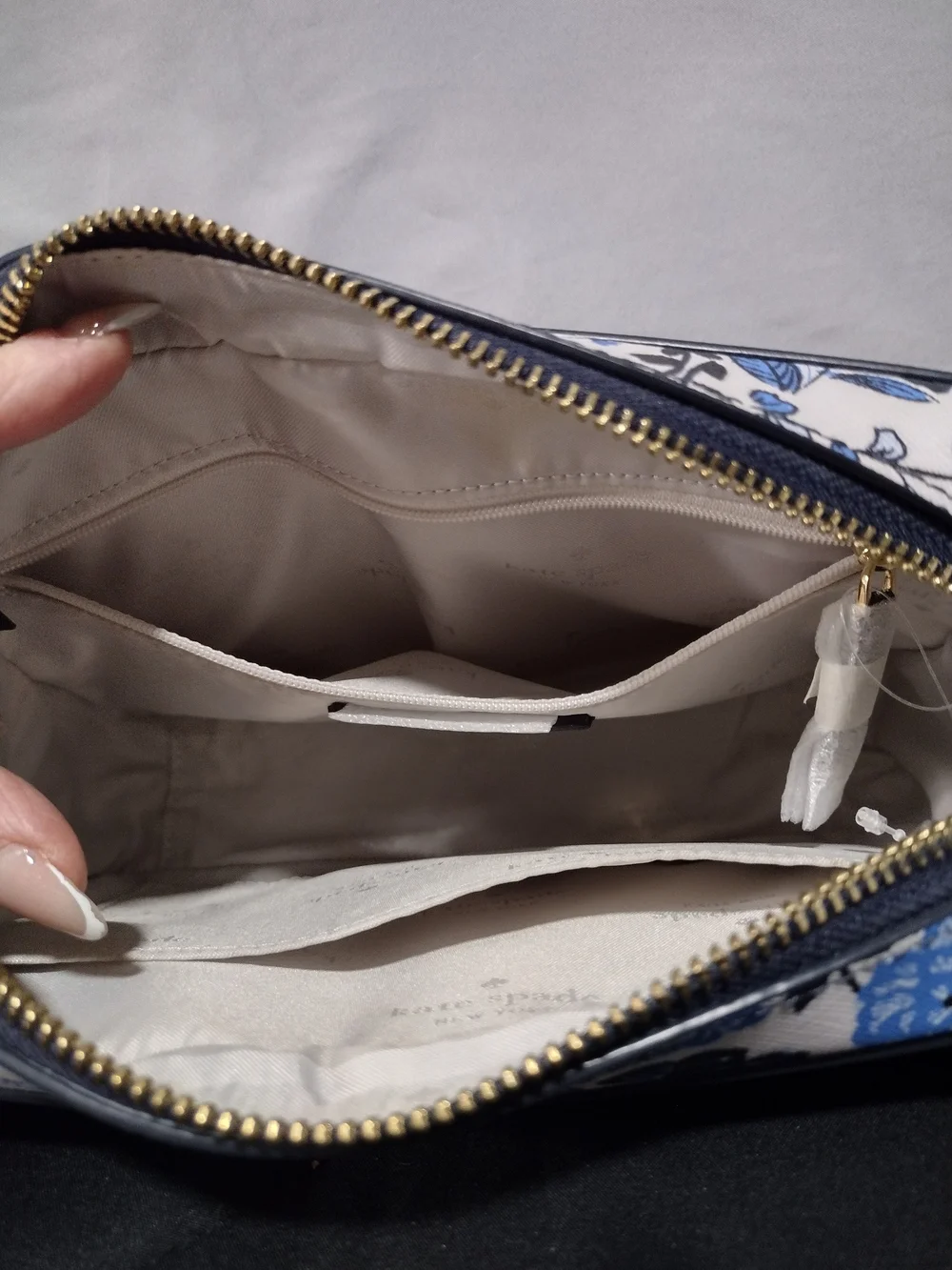 kate spade White and Blue Floral Crossbody Bag